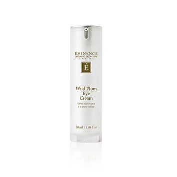 A bottle of wild plum eye cream on a white background.