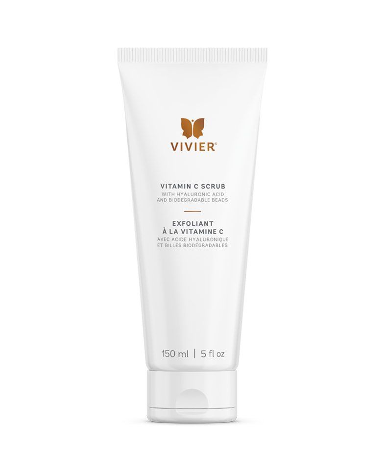 A tube of vivier vitamin c scrub on a white background