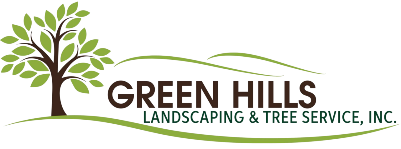 Green Hills Landscaping & Tree Service logo with a green tree and brown trunk