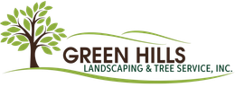 Green Hills Landscaping & Tree Service logo with a green tree and brown trunk