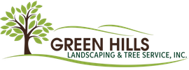 Green Hills Landscaping & Tree Service logo with a green tree and brown trunk