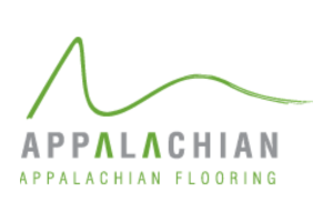 Appalachian Flooring logo with green mountain line and gray-green text on white background