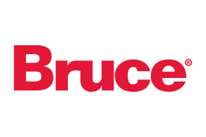 Bruce logo in red text on a white background