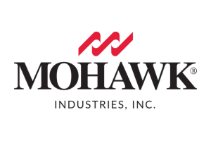 Mohawk Industries, Inc. logo with black text and a red stylized mark above it
