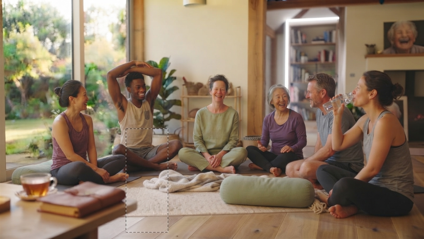 Group Yoga for Stress Relief class supporting mental wellness