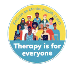 Circle with diverse people; text
