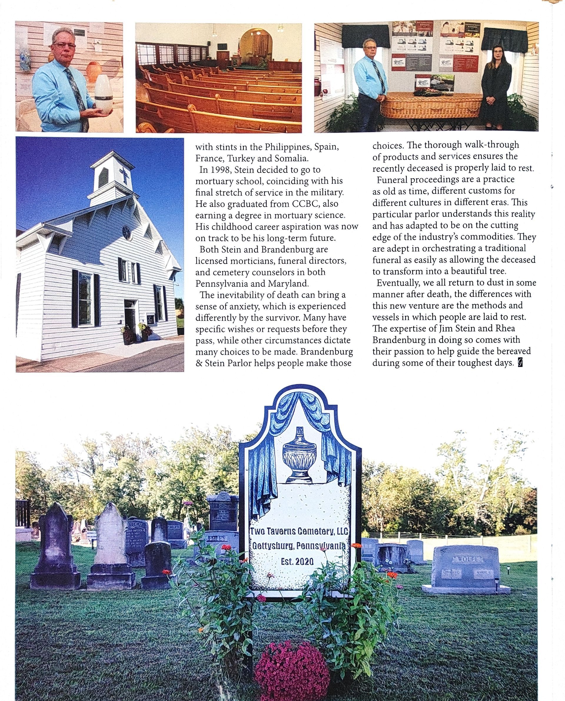 A collage of pictures of a church and a cemetery