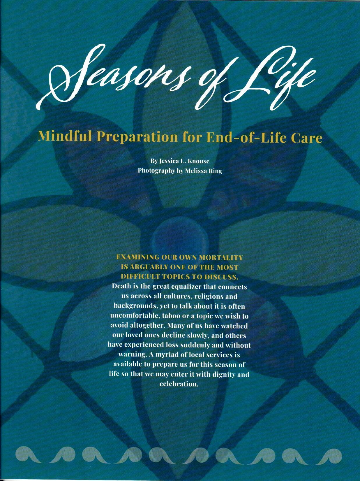 A book called seasons of life is titled mindful preparation for end-of-life care