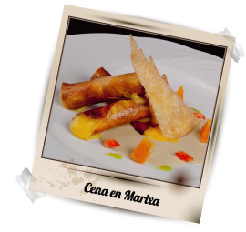 Una foto de un plato de comida con el título cena en mariza.