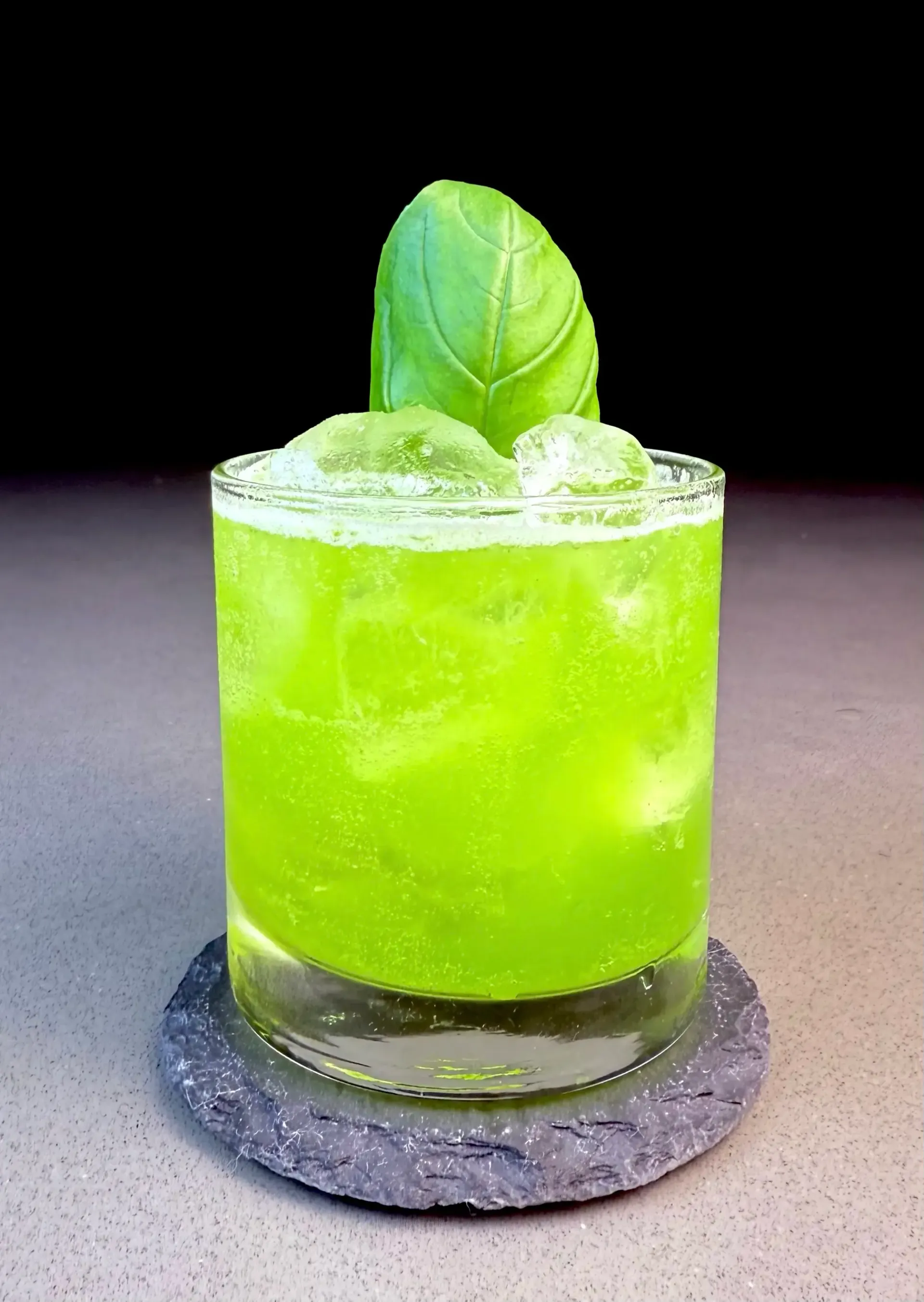 Skinny Basil Gimlet, a basil-driven gimlet developed for vodka, with gin as an equally natural botanical variation