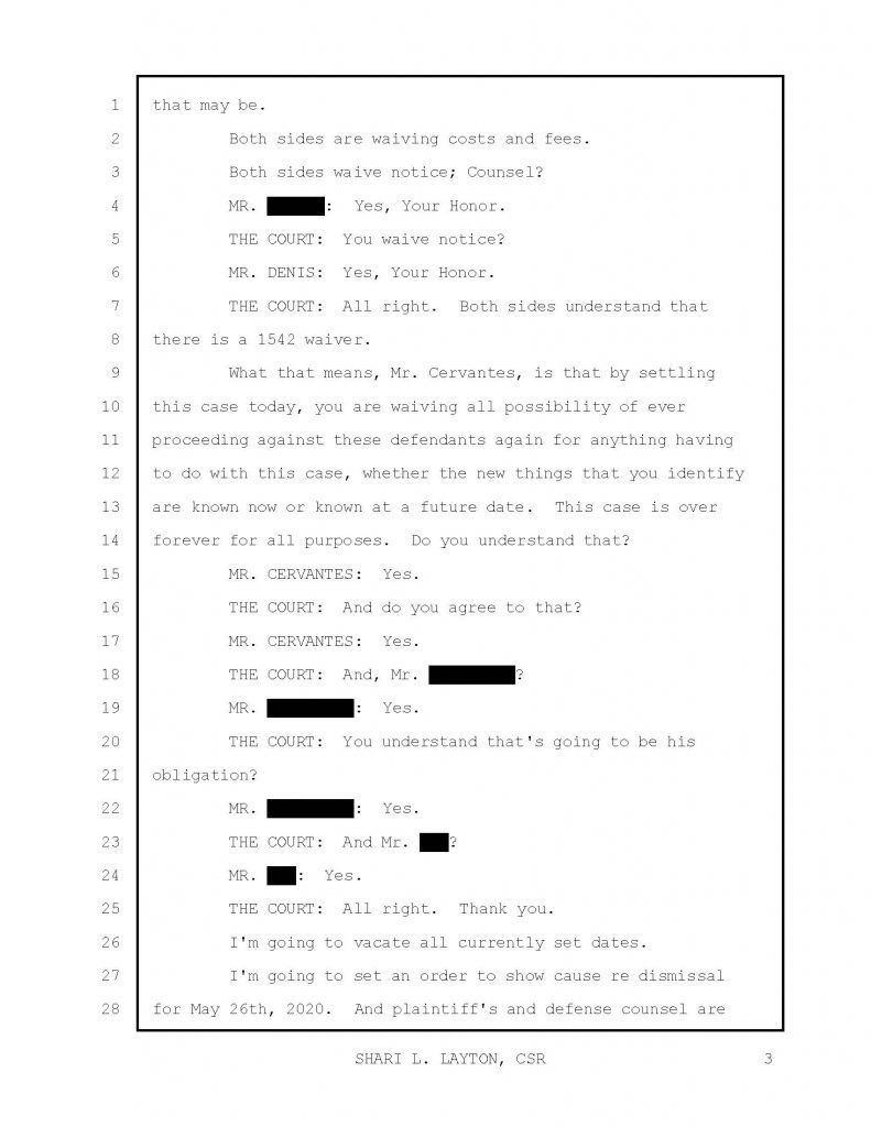 An image of a transcript of a successful legal outcome.