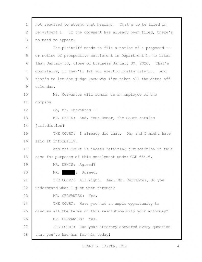 An image of a transcript of a successful legal outcome.
