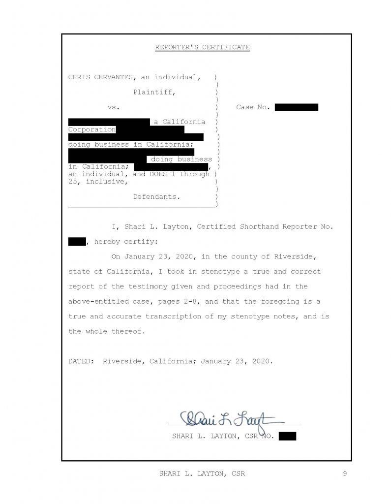 An image of a transcript of a successful legal outcome.