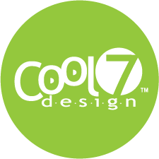 Cool 7 Design logo within a green circle. White text reads