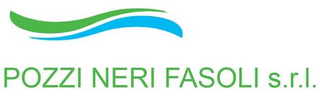 POZZI NERI FASOLI-LOGO A green and blue logo for pozzi neri fasoli s.r.l.