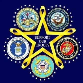A poster that says support our troops on it