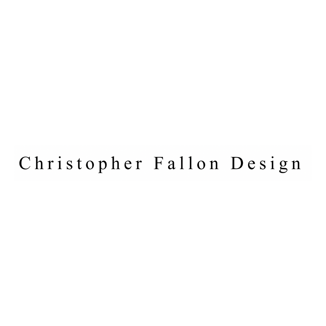 Un logotipo para el diseño de Christopher Fallon sobre un fondo blanco.