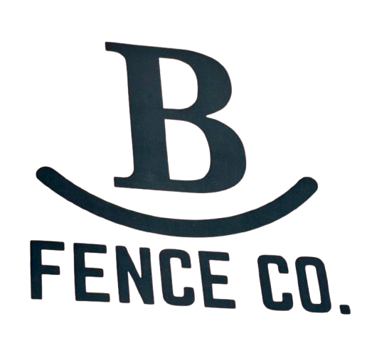 Black logo with a stylized &ldquo;B&rdquo; above &ldquo;FENCE CO.&rdquo; in bold letters