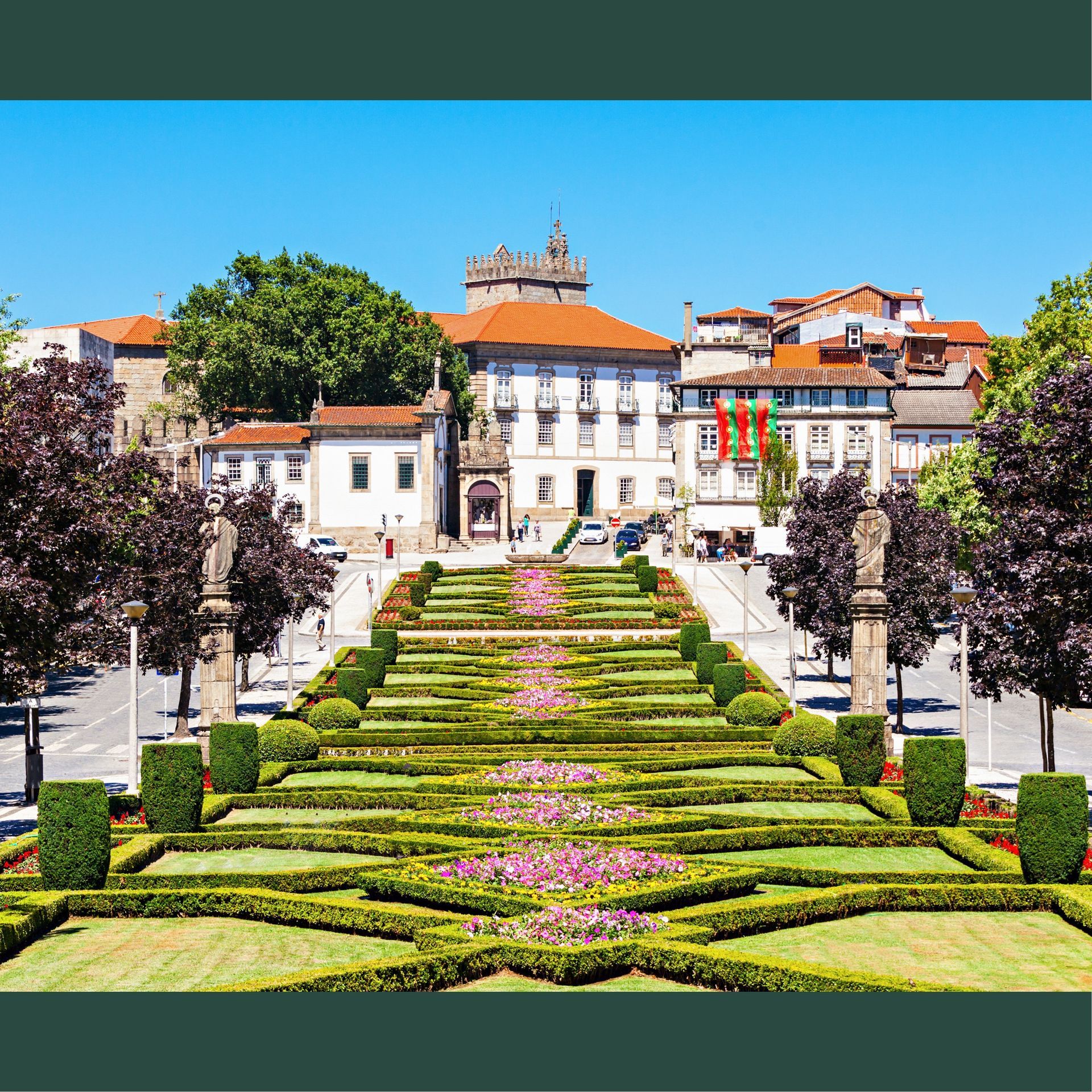 Gardens of the Largo da República do Brasil in Guimarães, Portugal