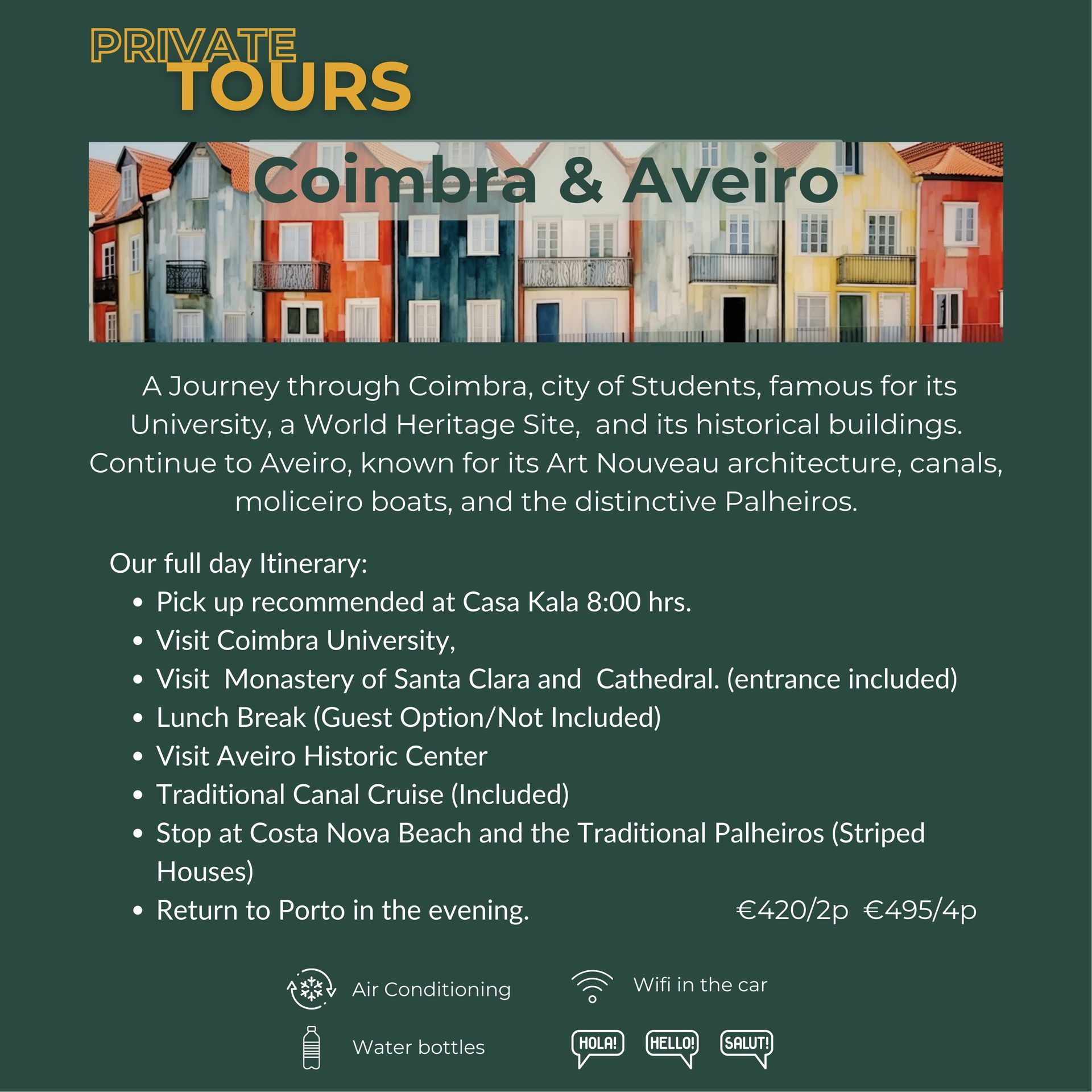Info on Private Tour to Coimbra and Aveiro
