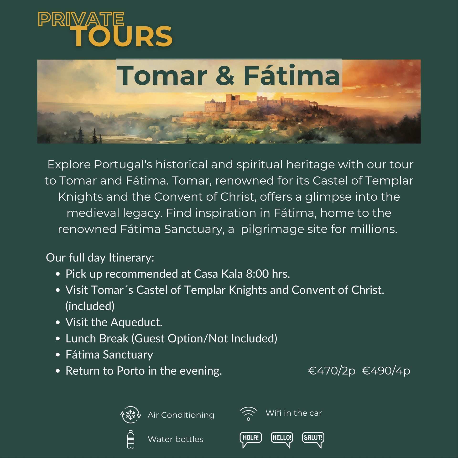 Info on Private Tour to Tomar and Fátima