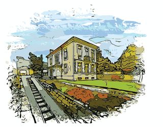 Casa Kala Porto, illustrated view of the restored mansion and garden