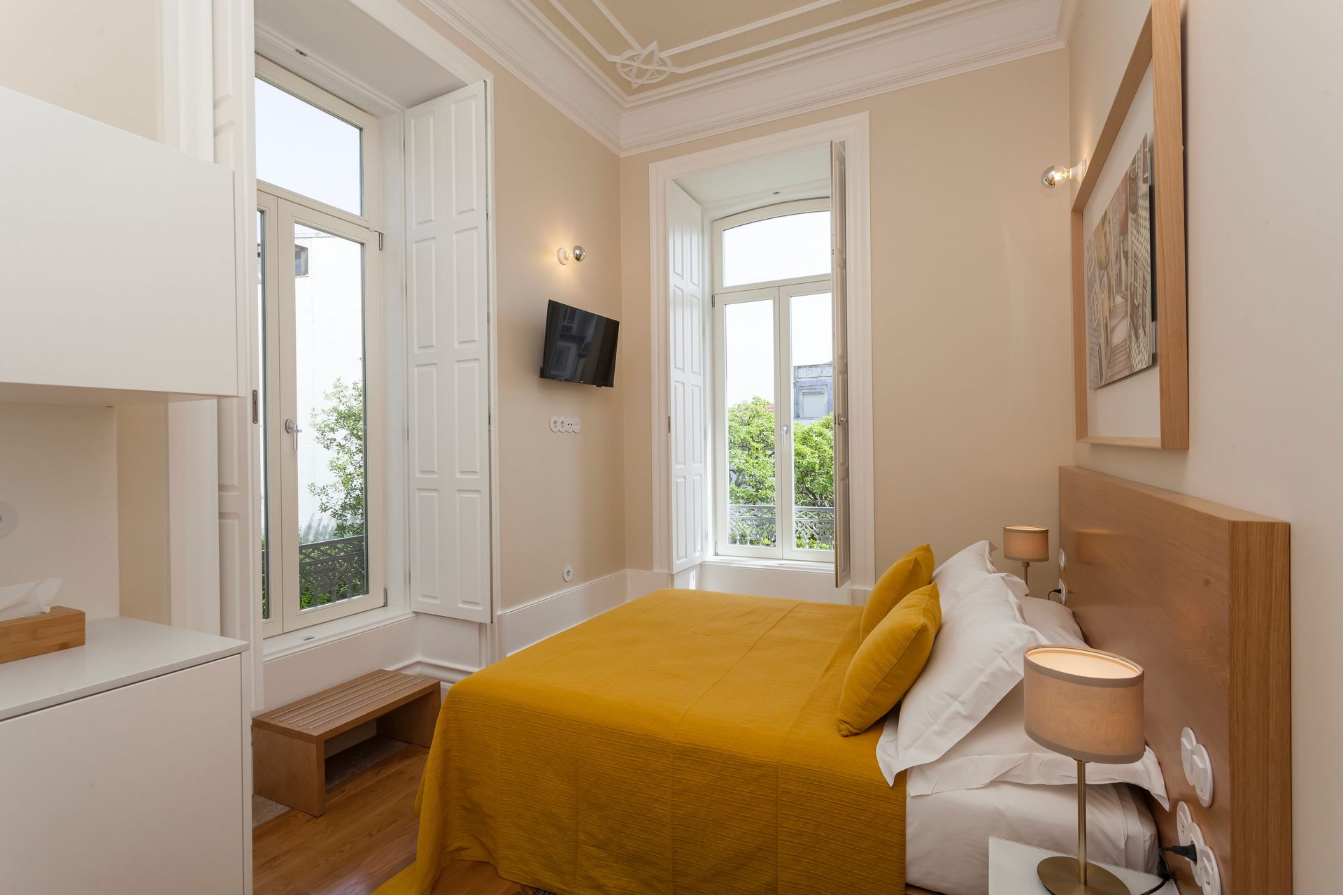 Double Room in Casa Kala. Big Windows with plenty of Natural Light, Designer custom built furniture