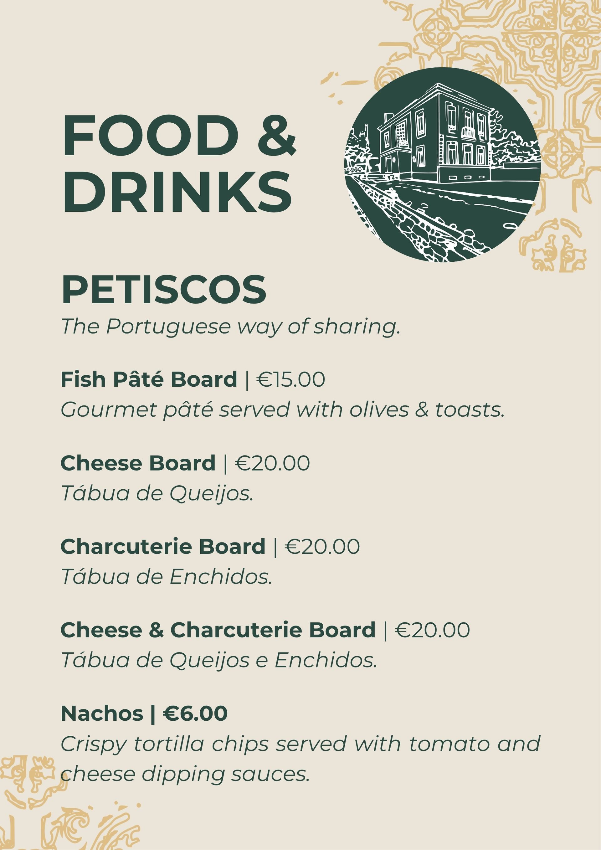 Menu Food and drinks