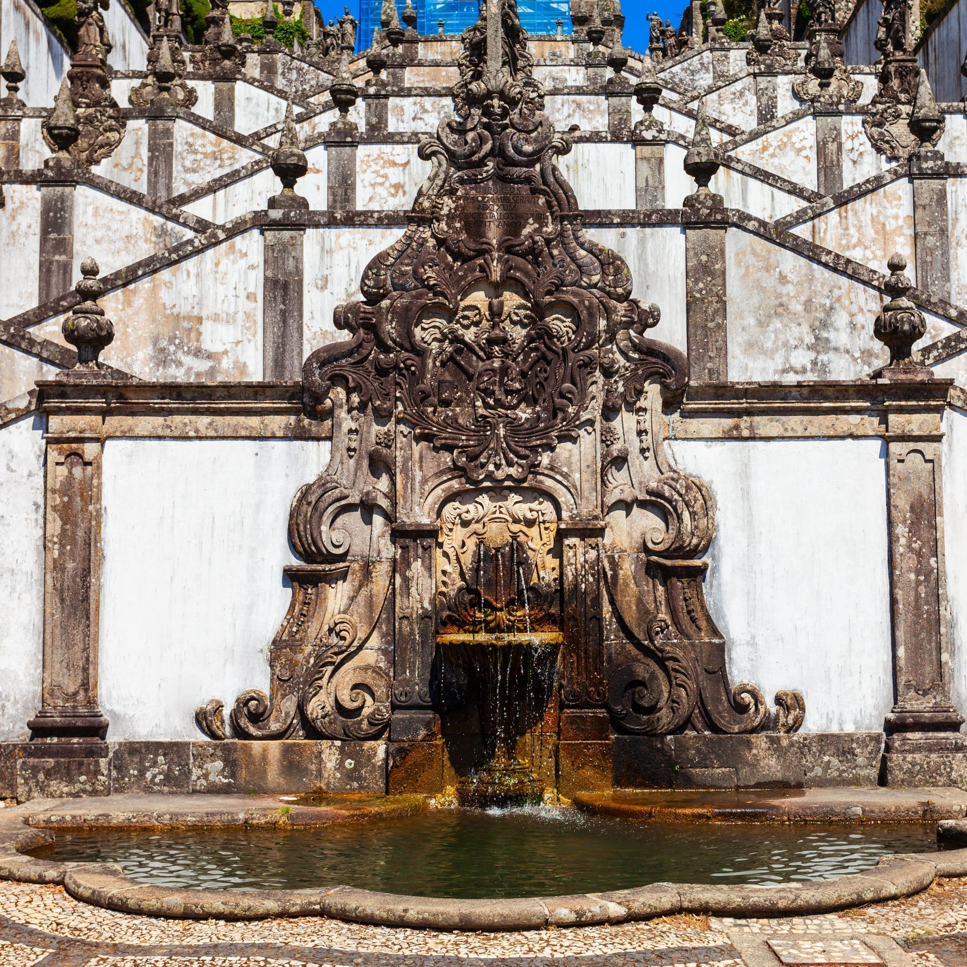 Baroque fountain at Bom Jesus do Monte in Braga