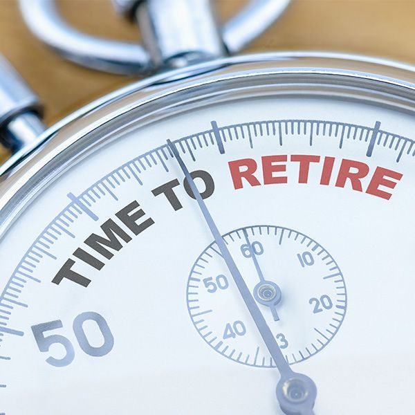Stopwatch counting down to retirement featuring the words time to retire.