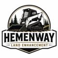 Hemenway Land Enhancement logo with a skid steer, pine trees, and bold black-and-tan text.