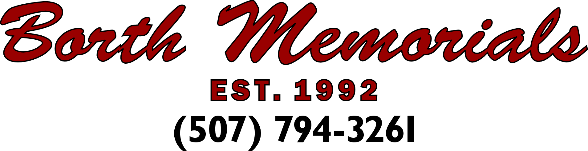 Borth Memorials logo with a phone number: 1-800-714-9226.