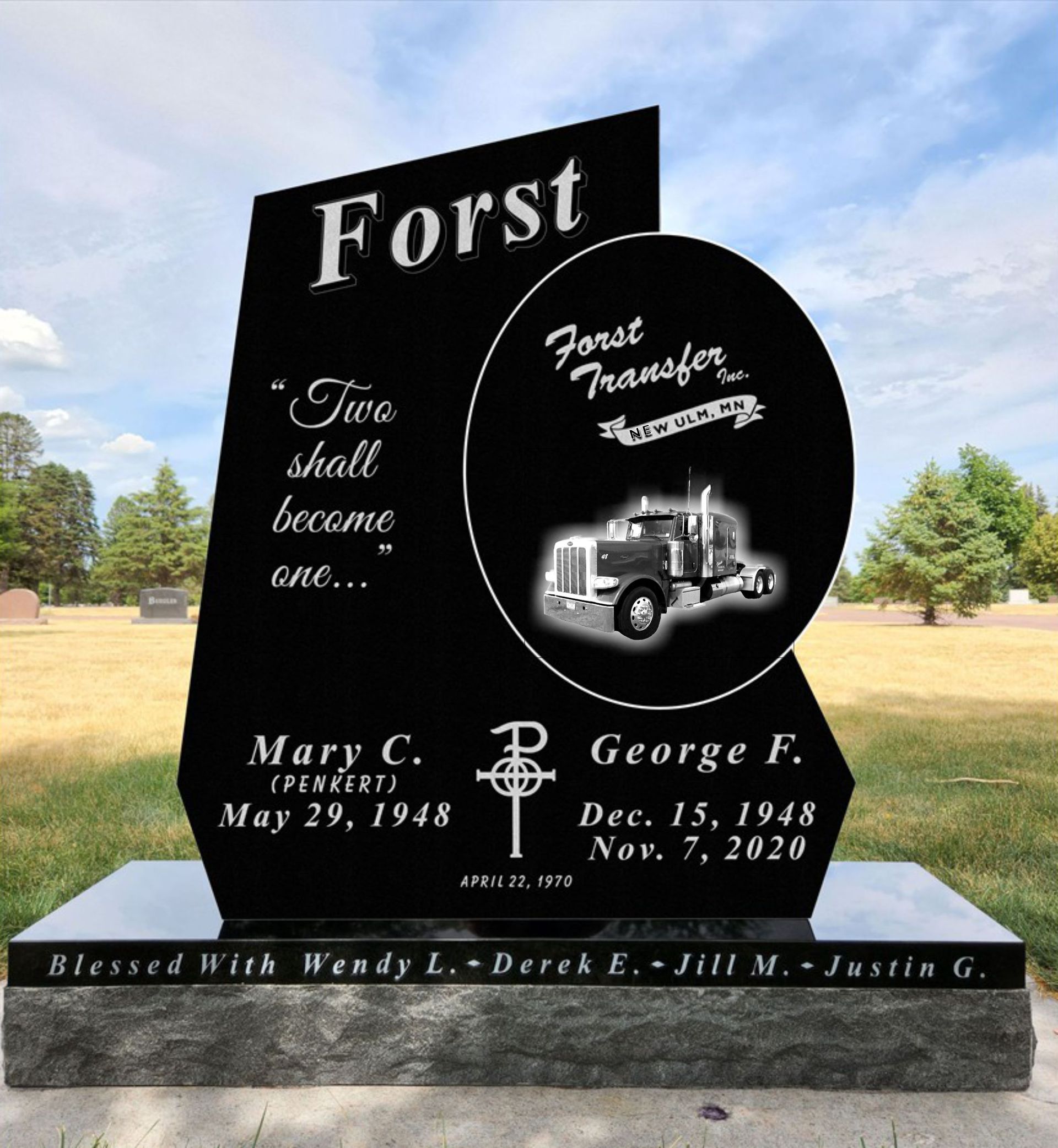 Gravestone, black stone with