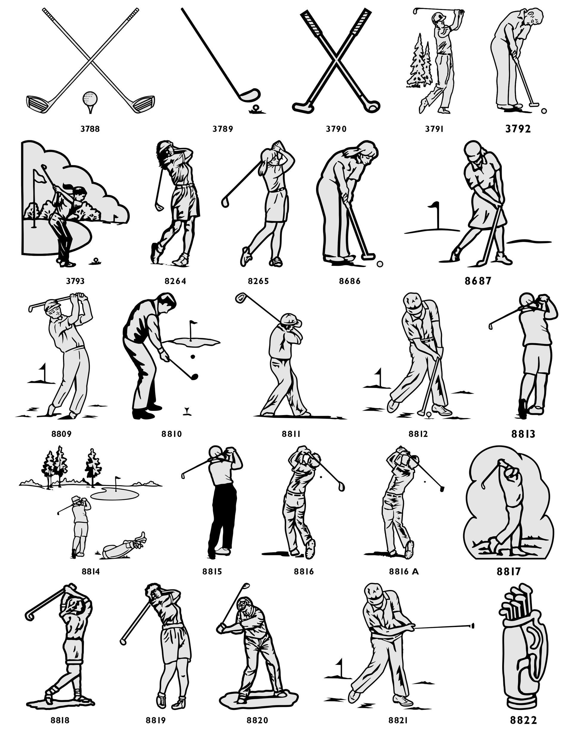 A grid of black-and-white icons illustrating various sports, athletes in action, and sports-related equipment.