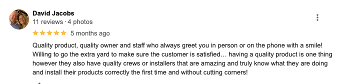 A person is giving a review on a google review page.