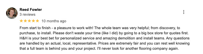 A blurred image of a person 's review on a google review page.