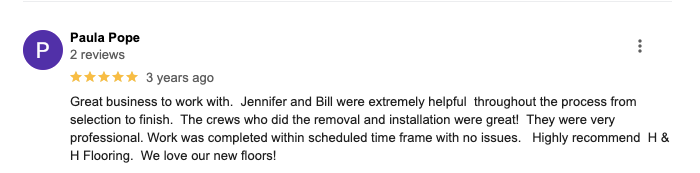 A screenshot of a google review for paula pepe.