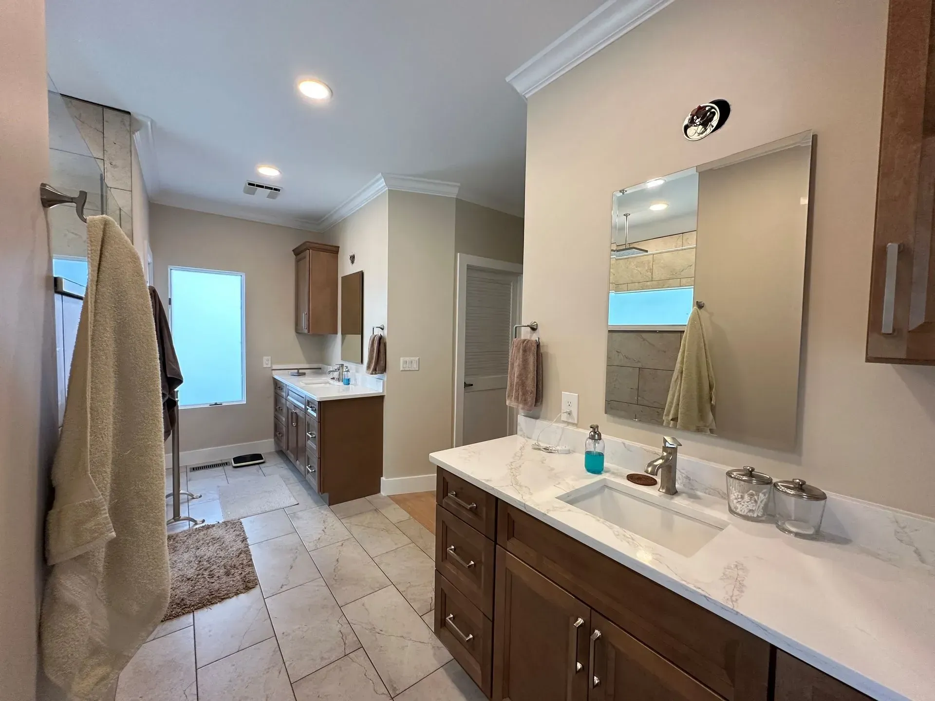 Bathroom vanity with two his and hers sinks