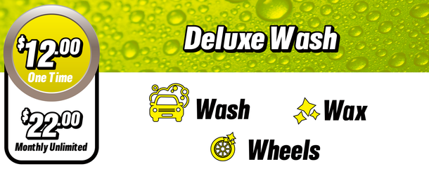 A sign that says deluxe wash on it