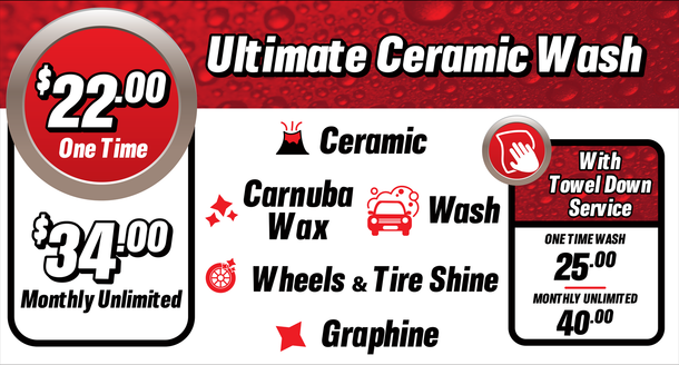 Ultimate ceramic wash offers a one time car wash