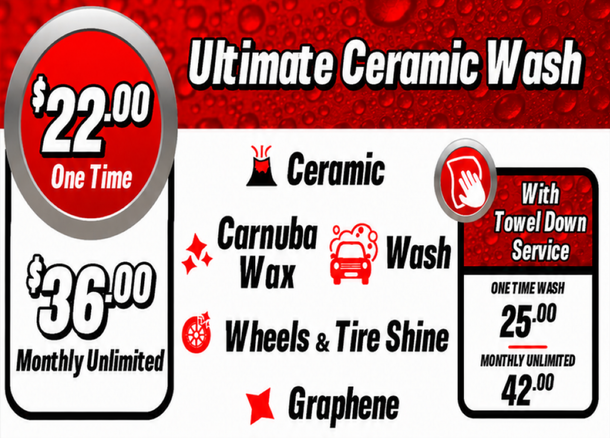 Ultimate ceramic wash offers a one time car wash