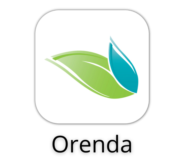 Orenda app icon with green and teal leaf design on white background