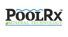 PoolRx Mineral Technology logo in black, blue, and green text on a white background