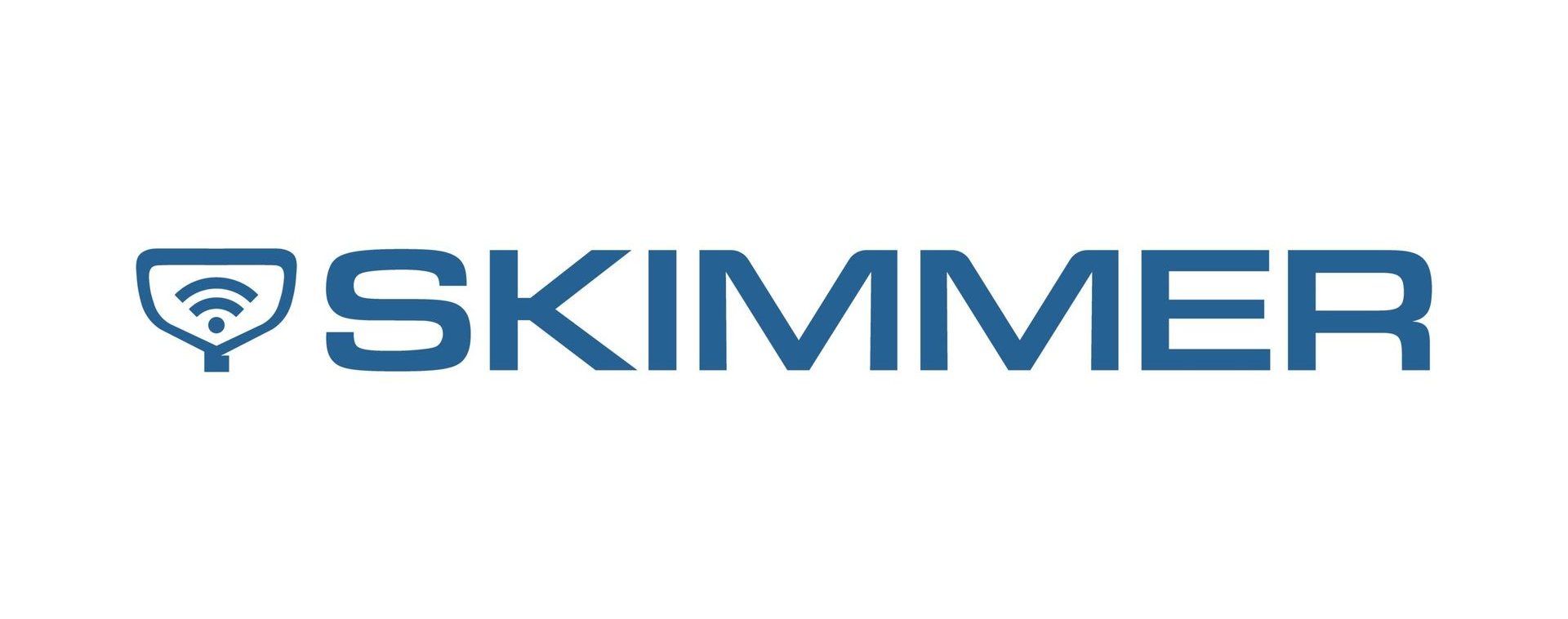 Blue SKIMMER logo with a Wi‑Fi icon in the wordmark