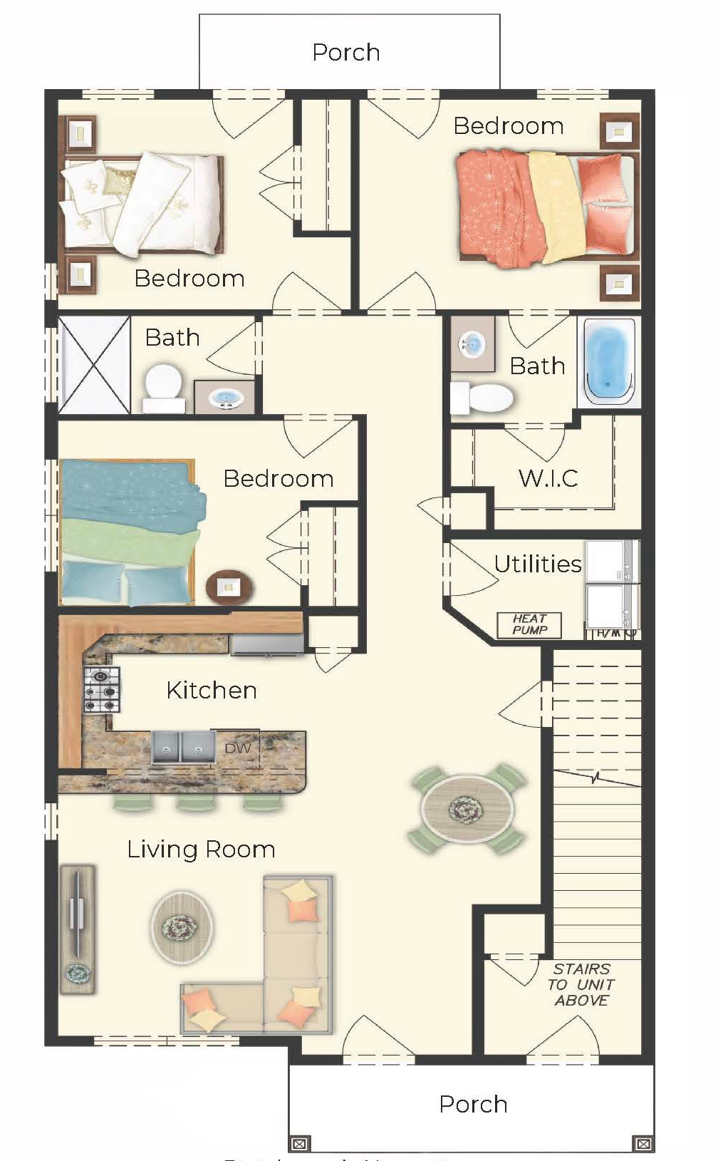 3BR/2BA floor plan