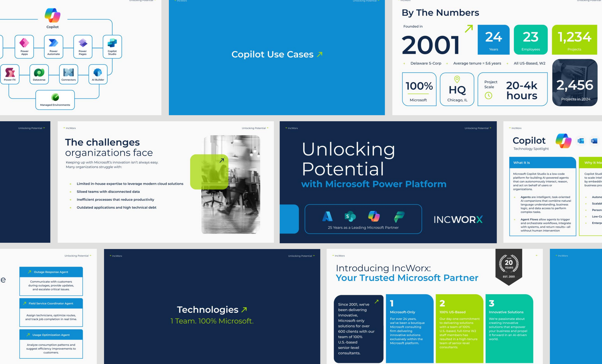 Presentation slides with text and graphics on a white and blue background.