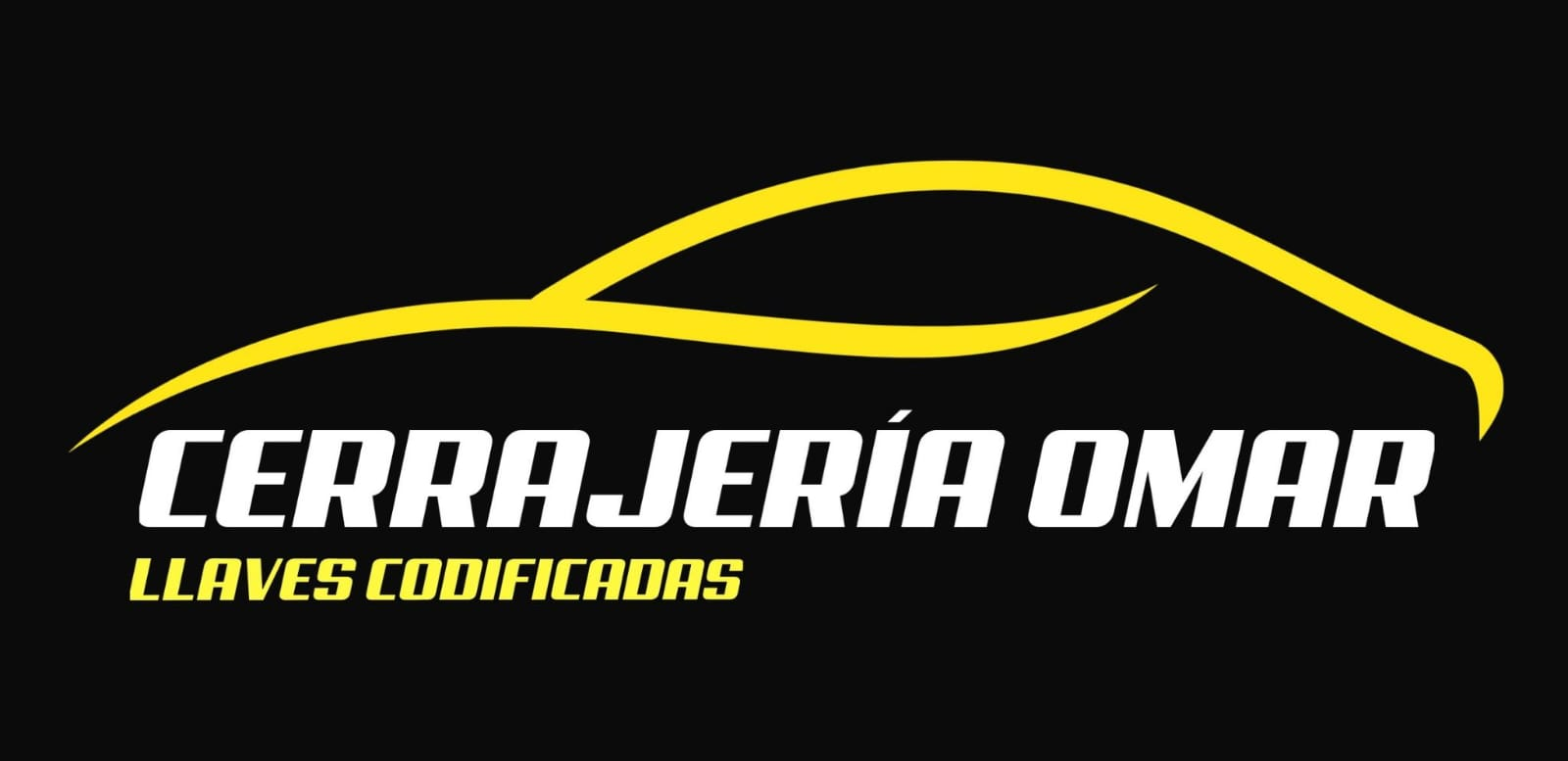 Silueta de un coche amarillo sobre las palabras 