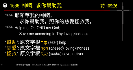 A presentation slide with Chinese and English text about faith and law, along with Greek word roots.