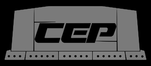 Black-and-gray CEP logo on a segmented rectangular block