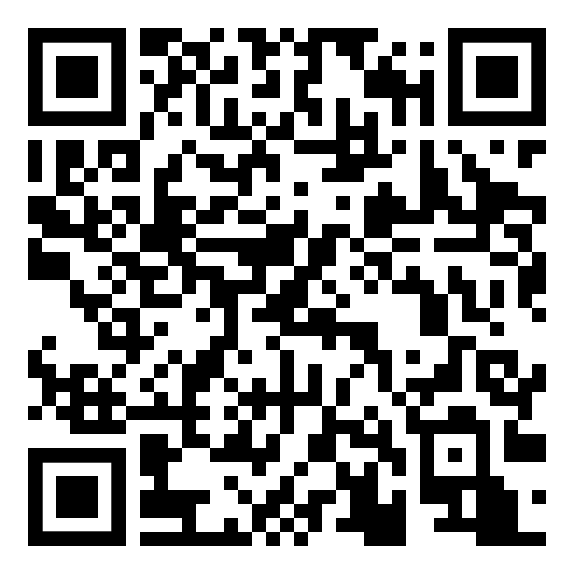 Ein schwarz-weißer QR-Code auf weißem Hintergrund.